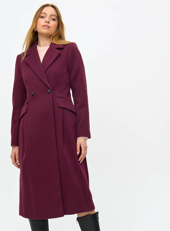 Berry Red Cinched Waist Tailored Coat 24